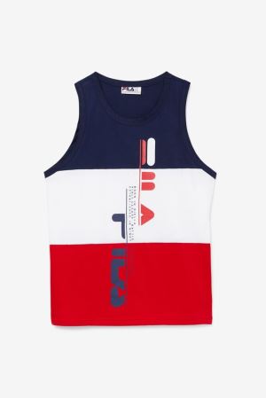 FILA Alf Tank Vests Navy / White / Red,Mens Clothing | CA.FQVDUB294